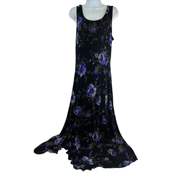 Coldwater Creek Dresses & Skirts - Coldwater Creek Maxi Dress Acetate Stretch Purple Floral Travel Ruffle Slinky